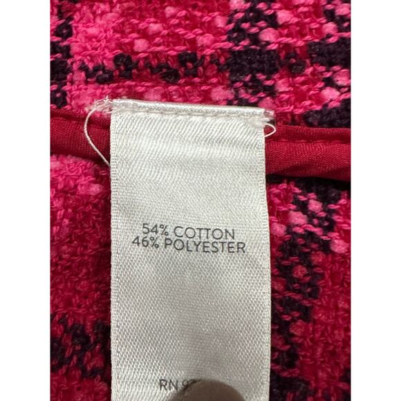 J Jill Chenille Tweed Chenille Open Front Blazer Jacket Pink Red Pockets S Tall - Picture 7 of 12